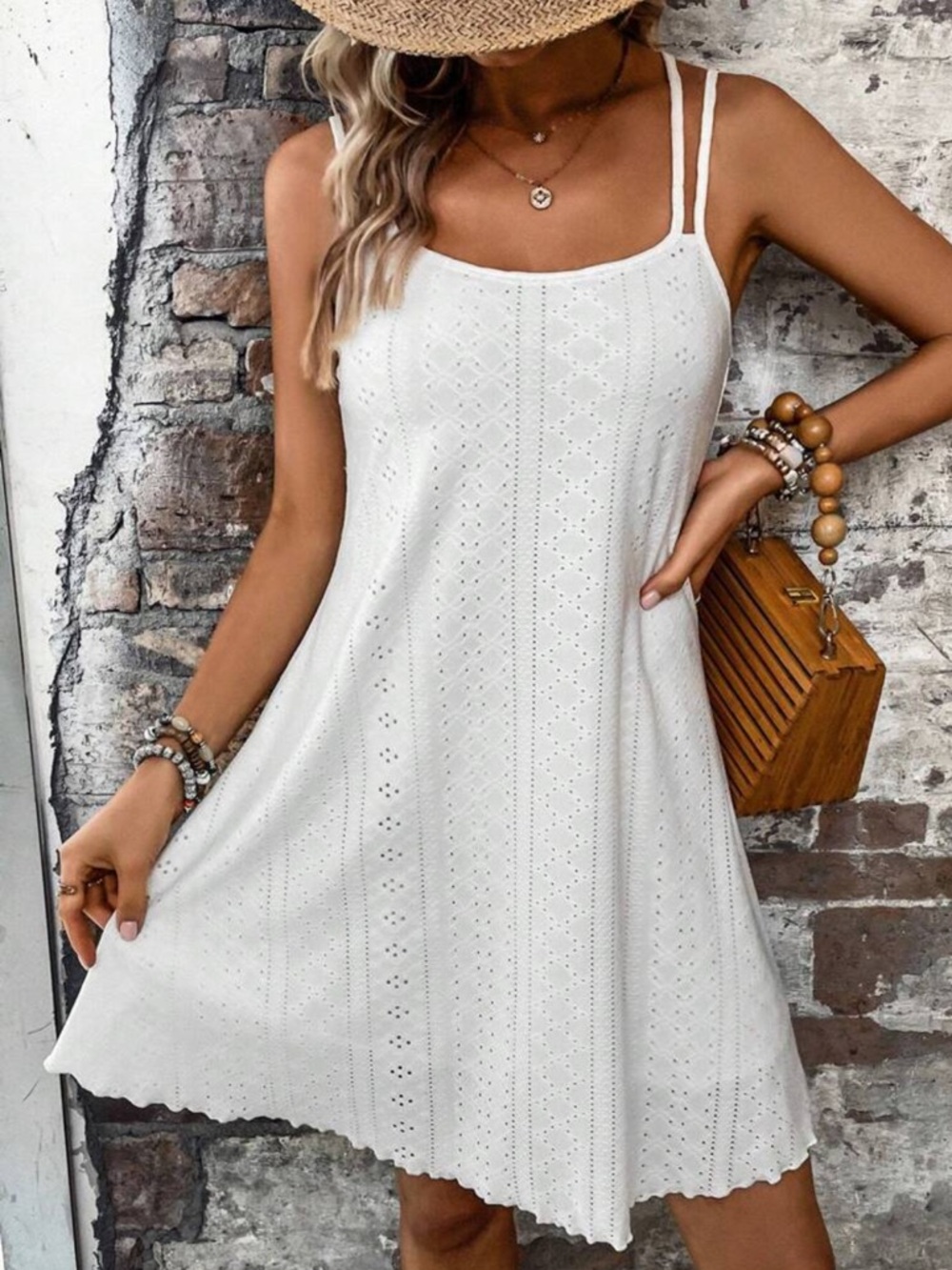 White Eyelet Swing Dress - Women's Summer Dress